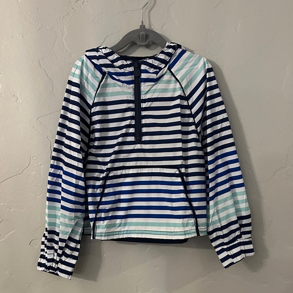 Hunter For Target Girls Pullover Windbreaker Jacket Blue/White Striped S (6/6x) - Picture 2 of 6